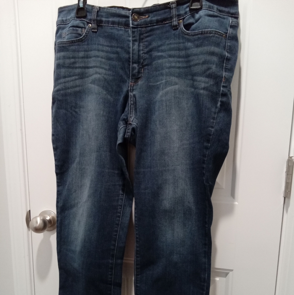 Vintage America Blues Plus Size 16 Boho Crop Straight Leg Denim Blue Jeans